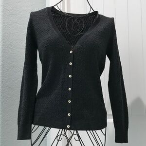 Lafayette 148 Charcoal V-neck Button-down Cardigan Sz S